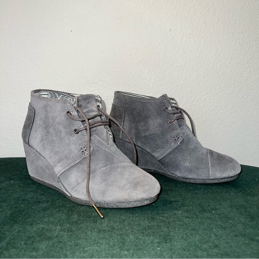Toms Charcoal Suede Women's Wedge Boots